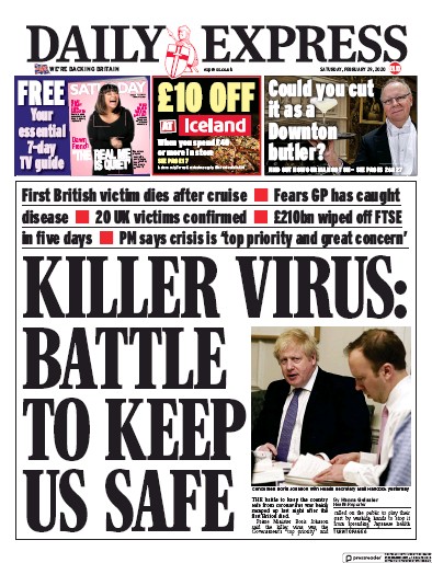 Daily Express Newspaper Front Page for 29 February 2020