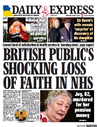 Daily Express (UK) Newspaper Front Page for 29 March 2023
