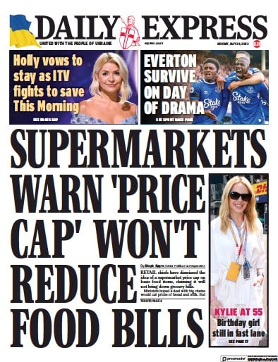 Daily Express (UK) Newspaper Front Page for 29 May 2023