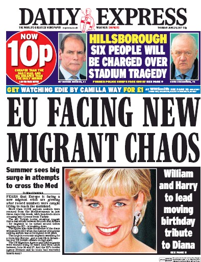 Daily Express (UK) Newspaper Front Page for 29 June 2017
