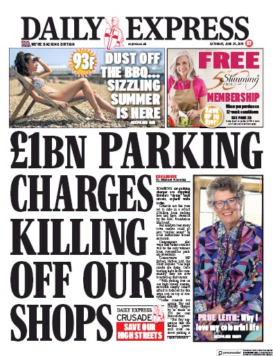 Daily Express (UK) Newspaper Front Page for 29 June 2019