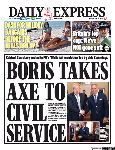 Daily Express Newspaper Front Page for 29 June 2020