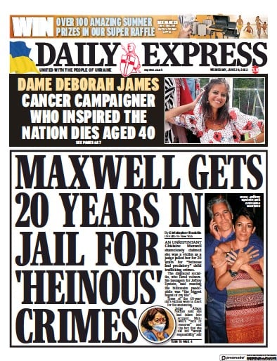 Daily Express (UK) Newspaper Front Page for 29 June 2022