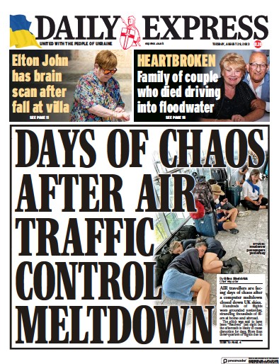 Daily Express (UK) Newspaper Front Page for 29 August 2023