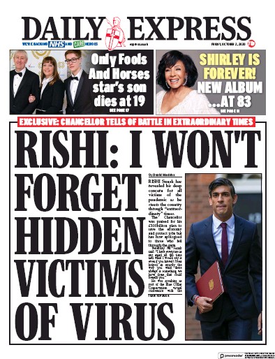 Daily Express Newspaper Front Page for 2 October 2020