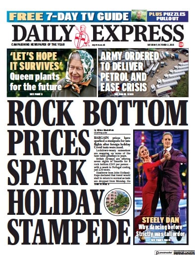 Daily Express (UK) Newspaper Front Page for 2 October 2021