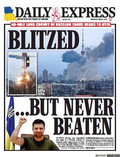 Daily Express (UK) Newspaper Front Page for 2 March 2022