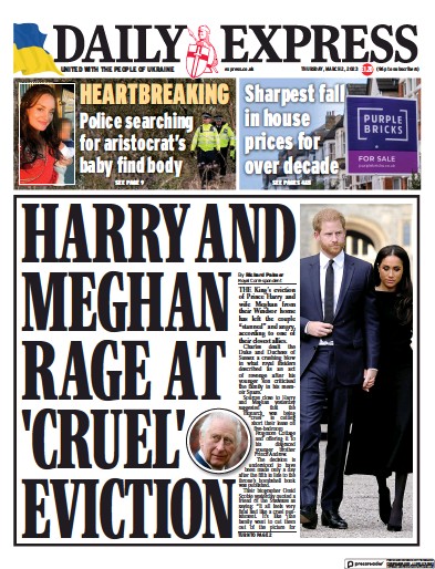 Daily Express (UK) Newspaper Front Page for 2 March 2023