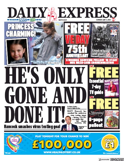 Daily Express Newspaper Front Page for 2 May 2020