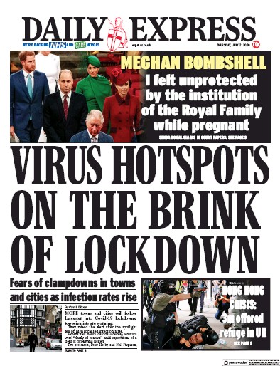 Daily Express Newspaper Front Page for 2 July 2020