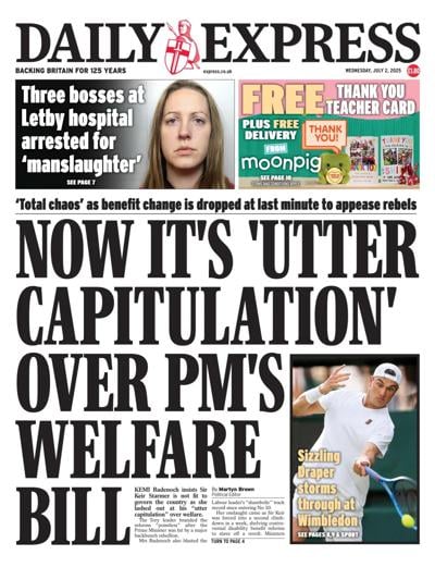 Daily Express (UK) Newspaper Front Page for 2 July 2025
