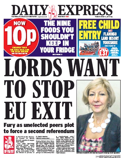 Daily Express Newspaper Front Page for 2 August 2016