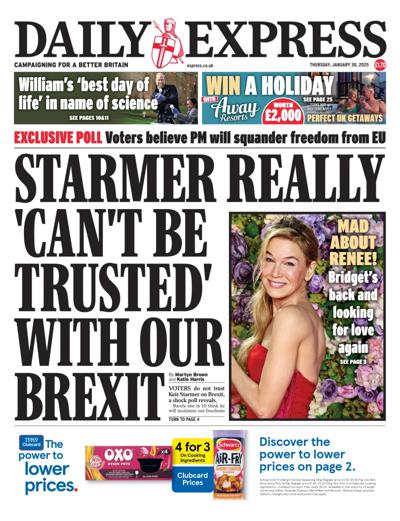 Daily Express (UK) Newspaper Front Page for 30 January 2025