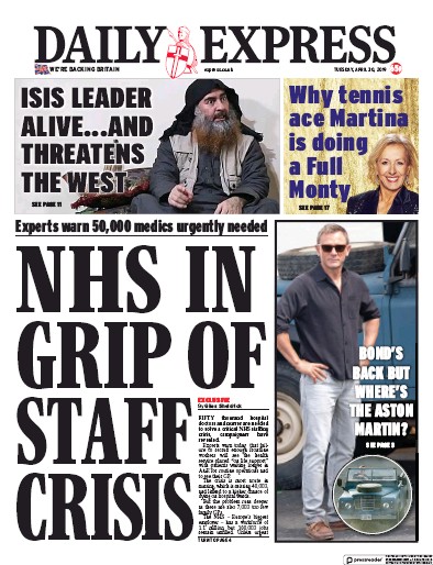 Daily Express (UK) Newspaper Front Page for 30 April 2019