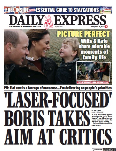 Daily Express (UK) Newspaper Front Page for 30 April 2021