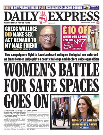 Daily Express (UK) Newspaper Front Page for 30 April 2025