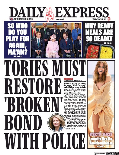 Daily Express (UK) Newspaper Front Page for 30 May 2019
