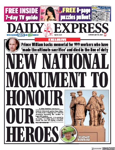 Daily Express Newspaper Front Page for 30 May 2020