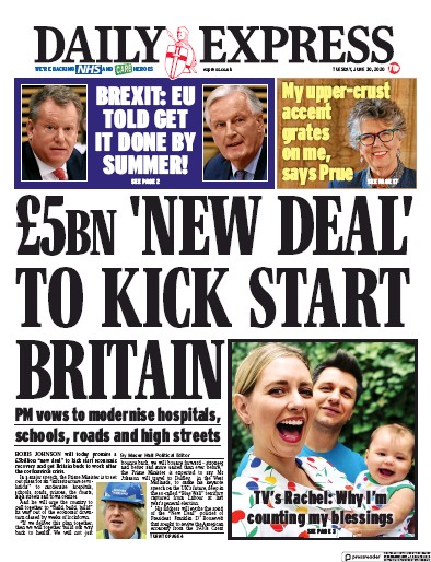 Daily Express (UK) Newspaper Front Page for 30 June 2020