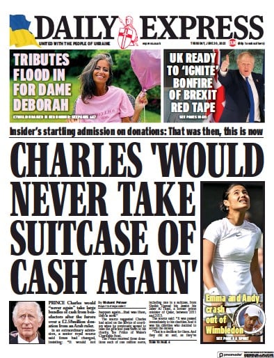 Daily Express (UK) Newspaper Front Page for 30 June 2022