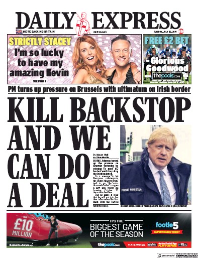 Daily Express (UK) Newspaper Front Page for 30 July 2019