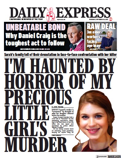 Daily Express (UK) Newspaper Front Page for 30 September 2021