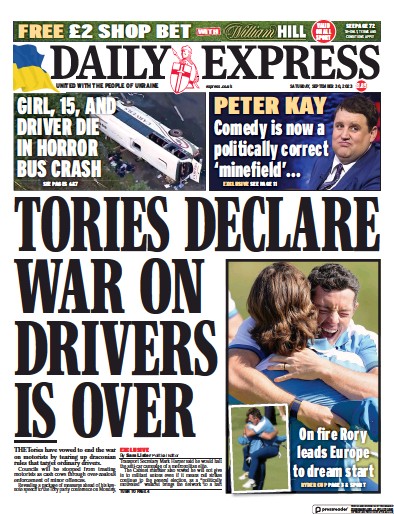 Daily Express Newspaper Front Page for 30 September 2023
