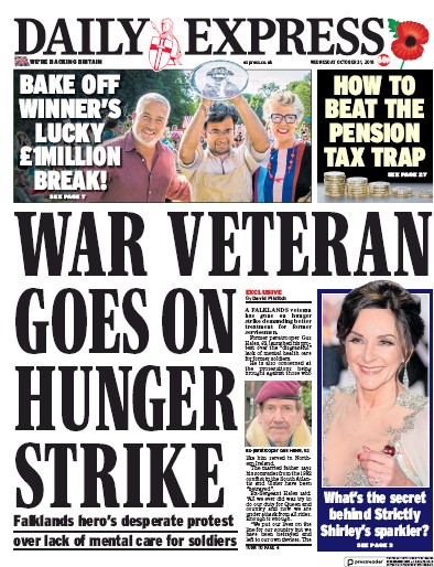 Daily Express Newspaper Front Page for 31 October 2018