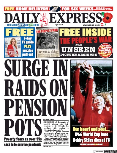 Daily Express Newspaper Front Page for 31 October 2020