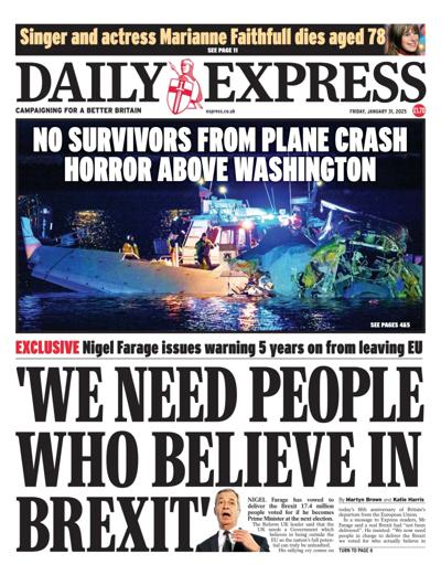 Daily Express (UK) Newspaper Front Page for 31 January 2025