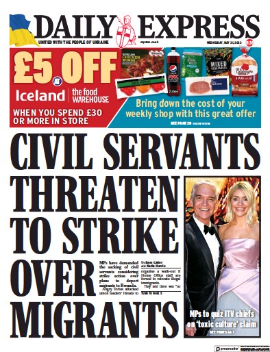 Daily Express (UK) Newspaper Front Page for 31 May 2023