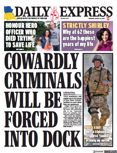 Daily Express (UK) Newspaper Front Page for 31 August 2023