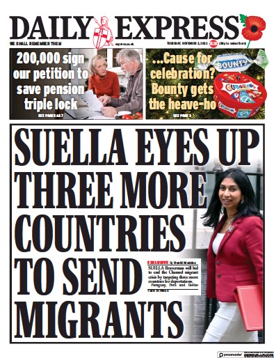 Daily Express (UK) Newspaper Front Page for 3 November 2022