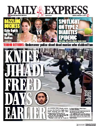 Daily Express Newspaper Front Page for 3 February 2020
