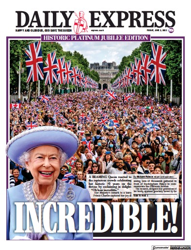 Daily Express (UK) Newspaper Front Page for 3 June 2022