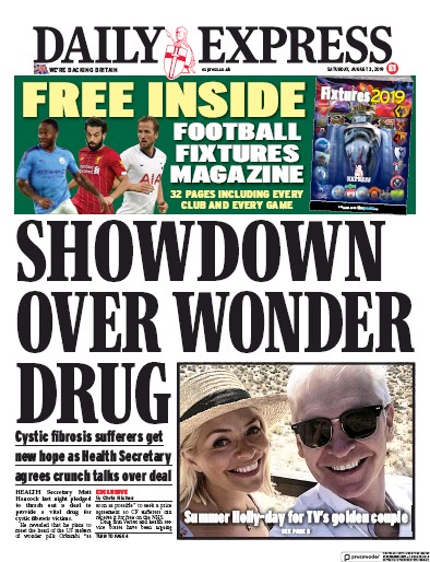 Daily Express Newspaper Front Page for 3 August 2019