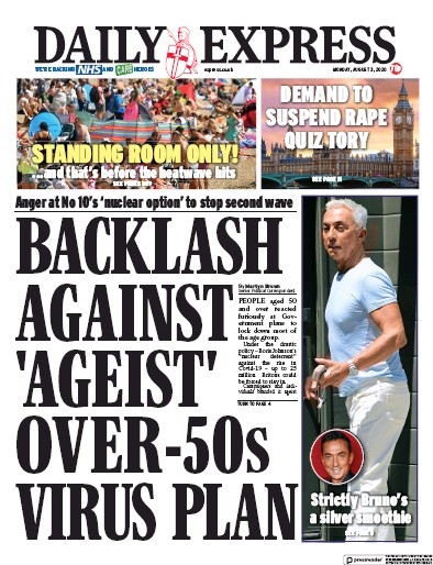 Daily Express Newspaper Front Page for 3 August 2020