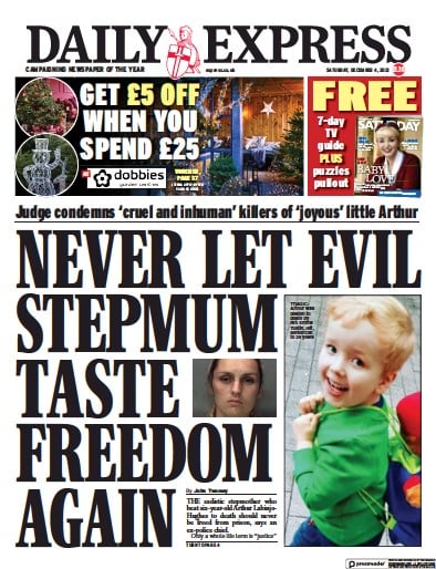 Daily Express (UK) Newspaper Front Page for 4 December 2021
