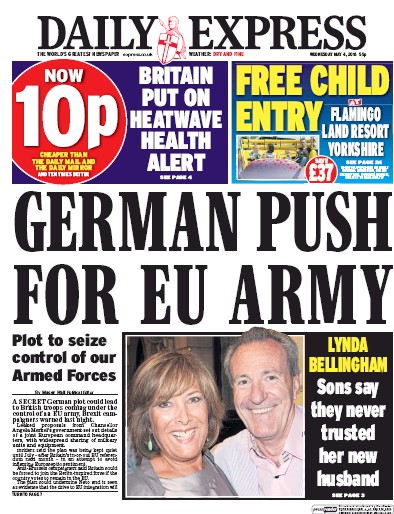 Daily Express Newspaper Front Page for 4 May 2016