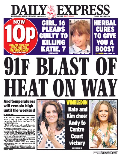 Daily Express Newspaper Front Page for 4 July 2017