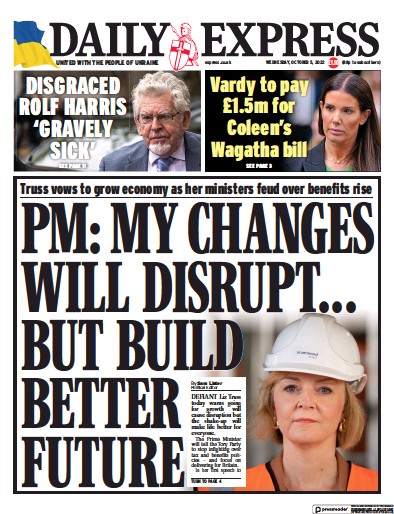 Daily Express Newspaper Front Page for 5 October 2022