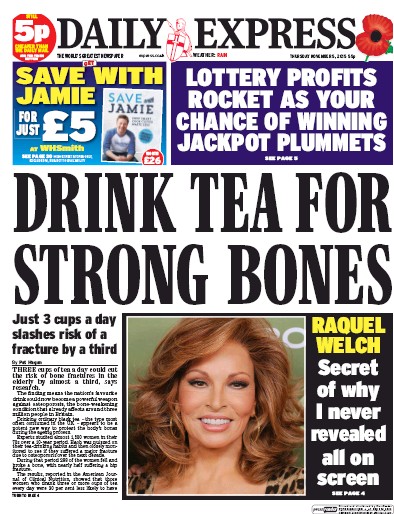Daily Express Newspaper Front Page for 5 November 2015