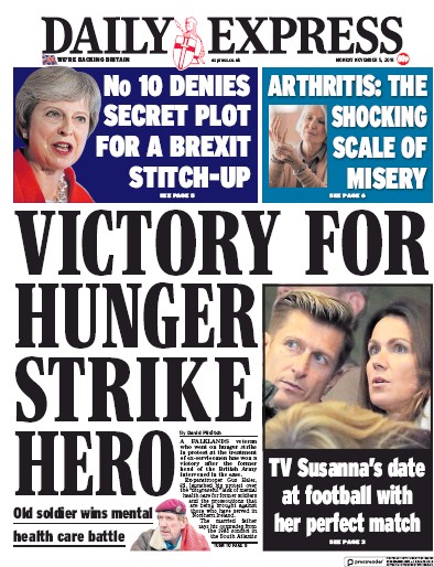 Daily Express (UK) Newspaper Front Page for 5 November 2018