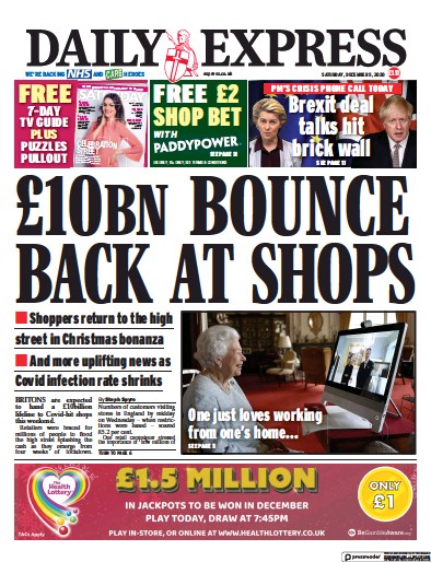Daily Express Newspaper Front Page for 5 December 2020