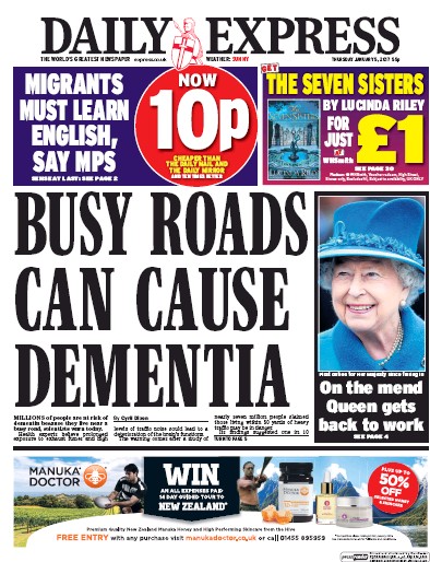 Daily Express (UK) Newspaper Front Page for 5 January 2017
