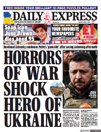 Daily Express Newspaper Front Page for 5 April 2022