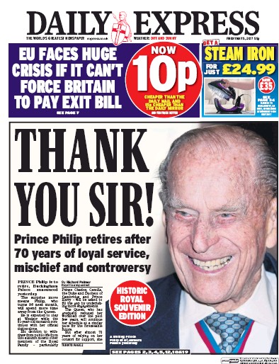 Daily Express Newspaper Front Page for 5 May 2017
