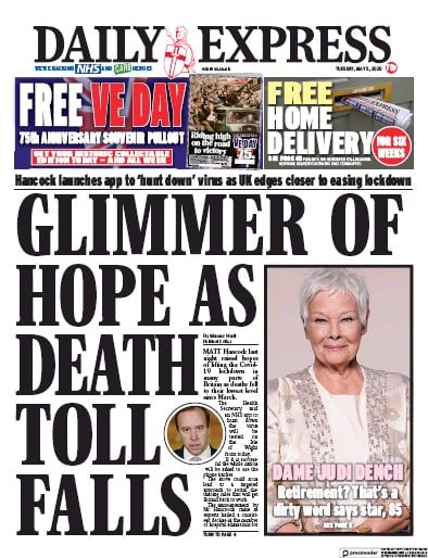 Daily Express Newspaper Front Page for 5 May 2020