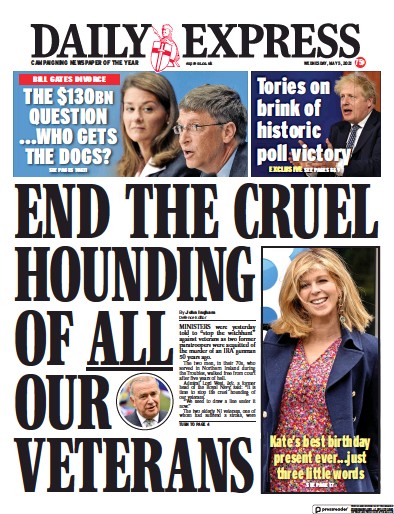 Daily Express Newspaper Front Page for 5 May 2021