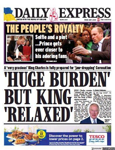 Daily Express (UK) Newspaper Front Page for 5 May 2023